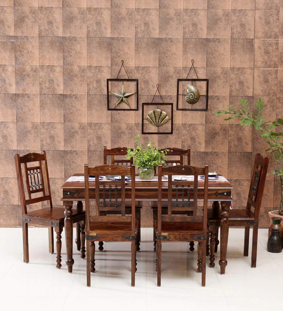 Buy VINOD FURNITURE HOUSE Solid Sheesham Teak Wood Dining Table 6