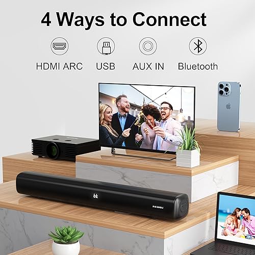 Miniatura 4 de Passau Sound Bars for TV Speaker 22 Inch with 60W Full-Range Divers, LED Display, Bass Adjustable, Bluetooth 5.3 Soundbar, HDMIUSBAUX Inputs, 5 EQ