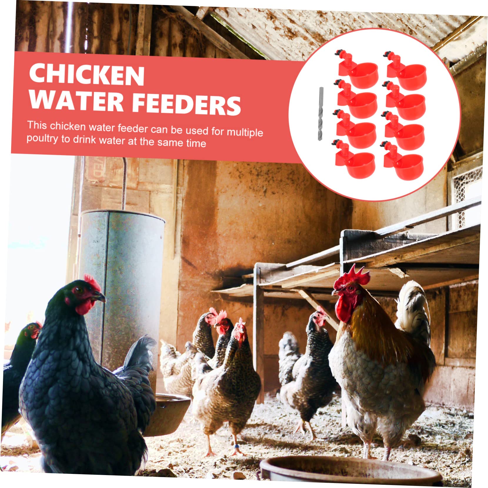 Yardwe 2sätze Automatischer Hühnertränker Tränken Und Bohrer Für Geflügel Praktische Wasserversorgung Für Hühner Und Vögel Einfache Handhabung Langlebig Und