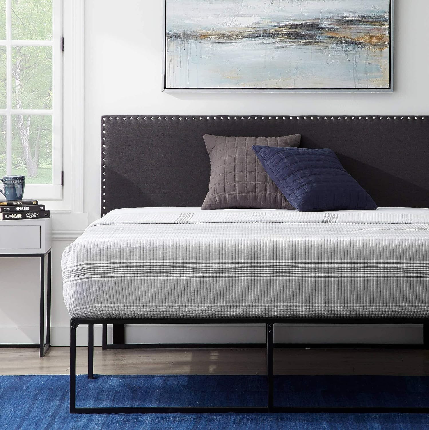 Lucid Full Nailhead Headboard Attach to Bed Frame or