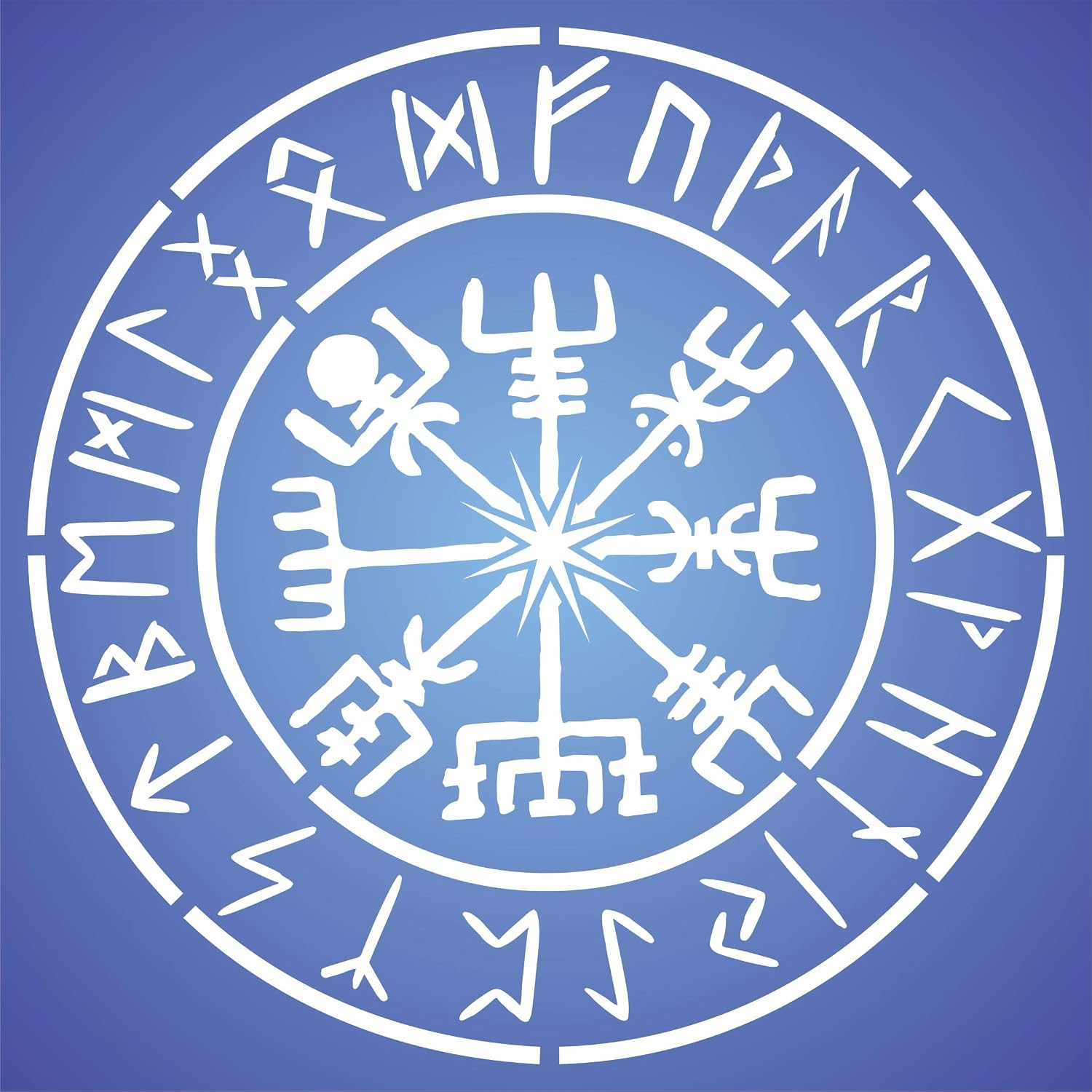 Viking Compass Stencil, 6.5 x 6.5 inch (S) - Vegvisir Runic Nordic Compass Stencils by CRAFT KREATIVELY