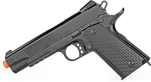 Miniatura 3 de BBTac Pistola Airsoft 1911 - Pistola de metal Airsoft con resorte accionado, construcción de aleación de metal de alta precisión FPS (negro táctico)