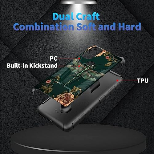 Miniatura 251 de AT&T Calypso 2 (U319AA) Funda con protector de pantalla de vidrio templado resistente con función atril integrado para debut de críquet, ciervo