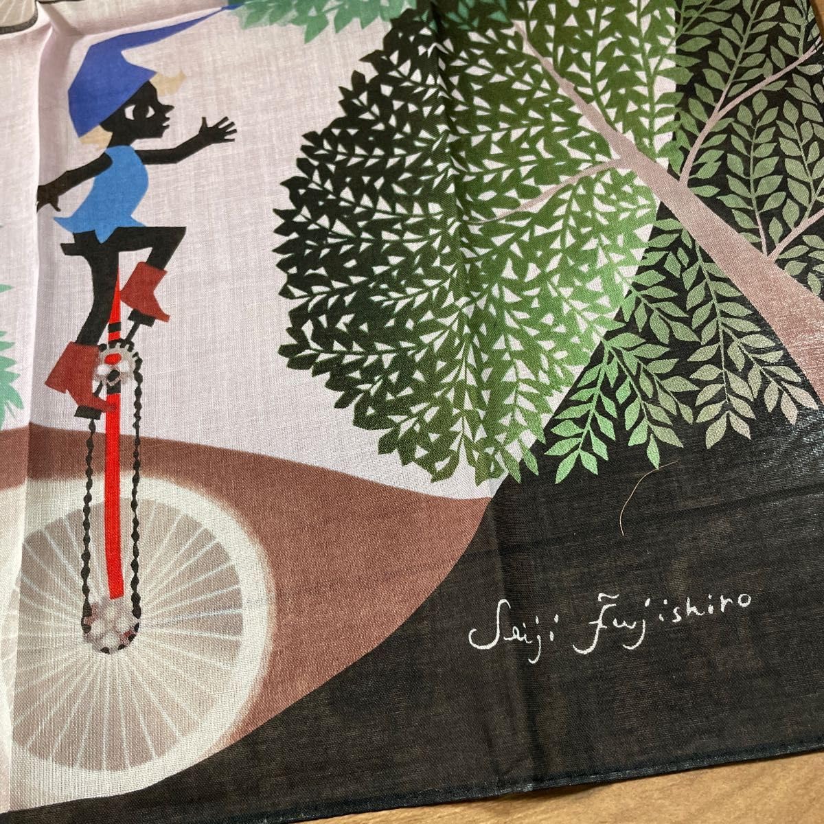 Amazon.co.jp: 切り絵 影絵 ハンカチ 藤城清治 一輪車 小人