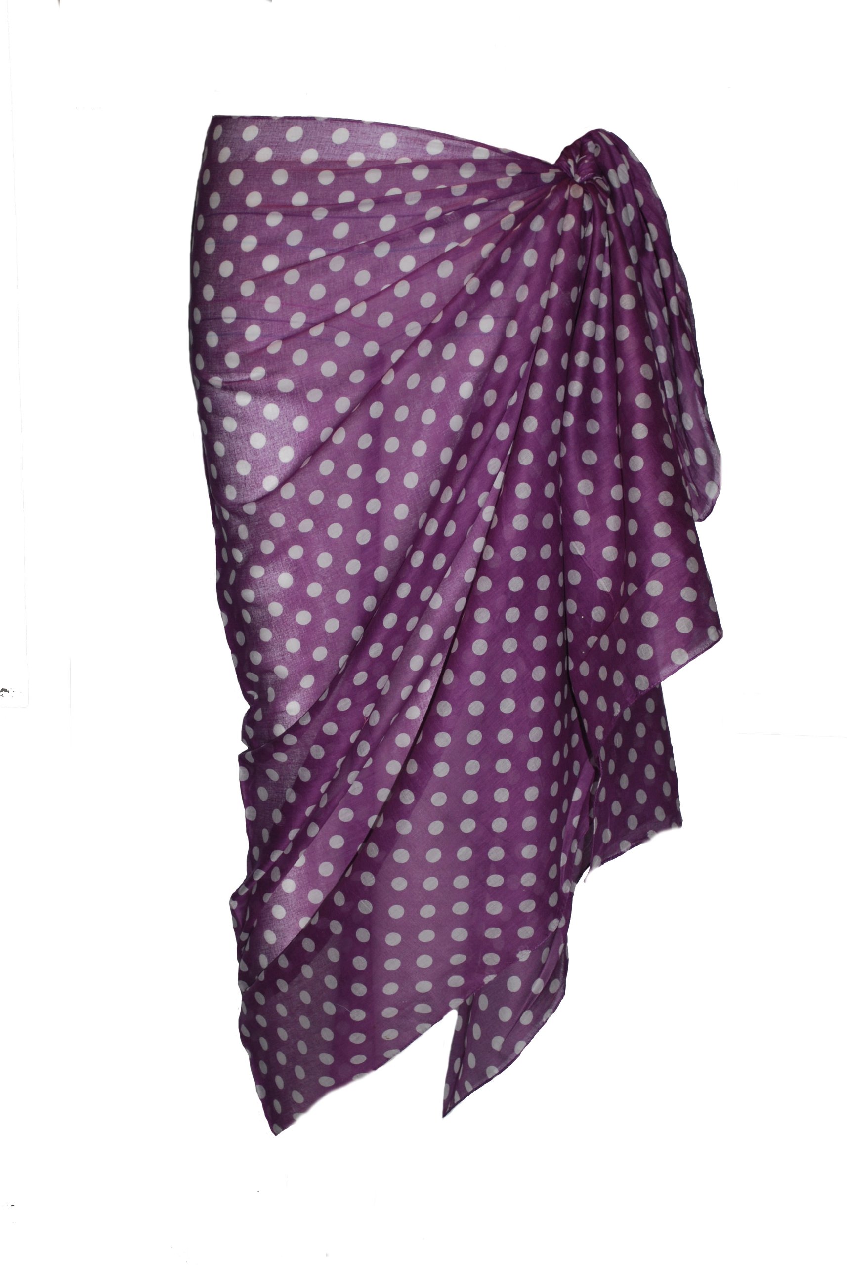 P4F Soft Polka Dot Cotton Sarong (UK, Alpha, One Size, Regular, Regular, Purple/White)
