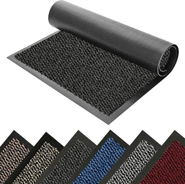 BLADO Door Mat Barrier Mat Non Slip Rubber Mats Washable Heavy Duty | Floor Mats Kitchen Rugs Dirt Trapper Doormat Entrance Rug Shoes Scraper Super Absorbent Carpet (50cm x 80cm, Anthracite)