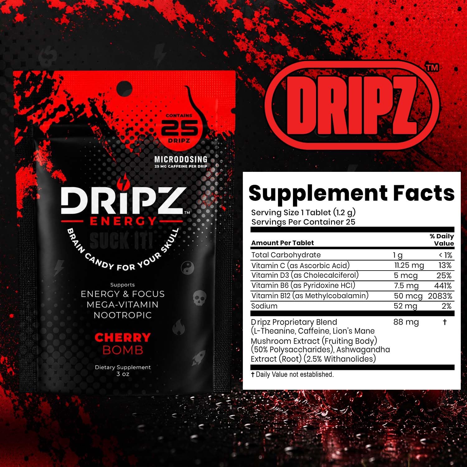Nootropic Brain Candy Caffeine Tablets - Cherry Bomb, 25ct — Amazon image 7