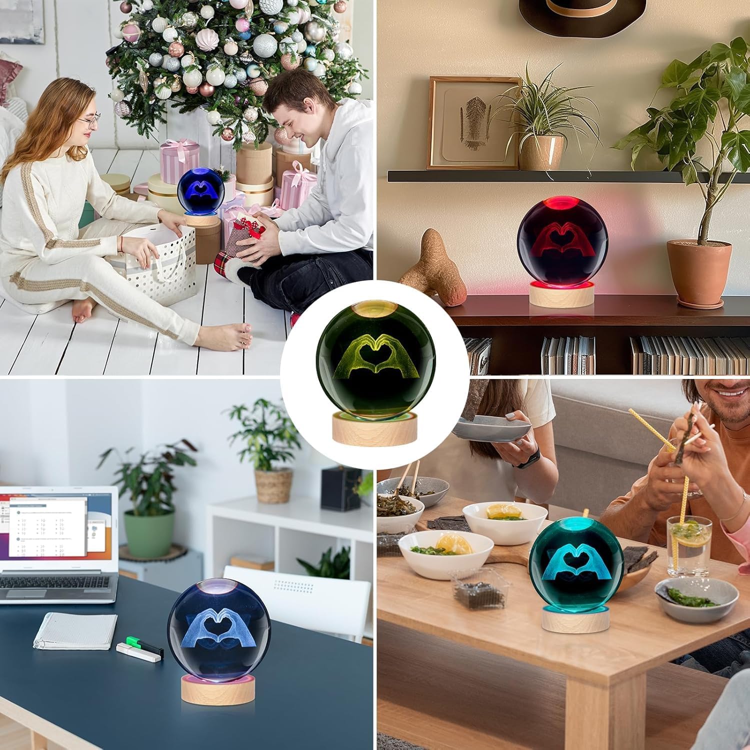 TS Girl 3D Crystal Ball Nightlight 3.15 inch Heart Gesture, 7 Colors to Choose from, Birthday and Christmas Gifts for Taylor Fans, Fans Friends, Girlfriends.