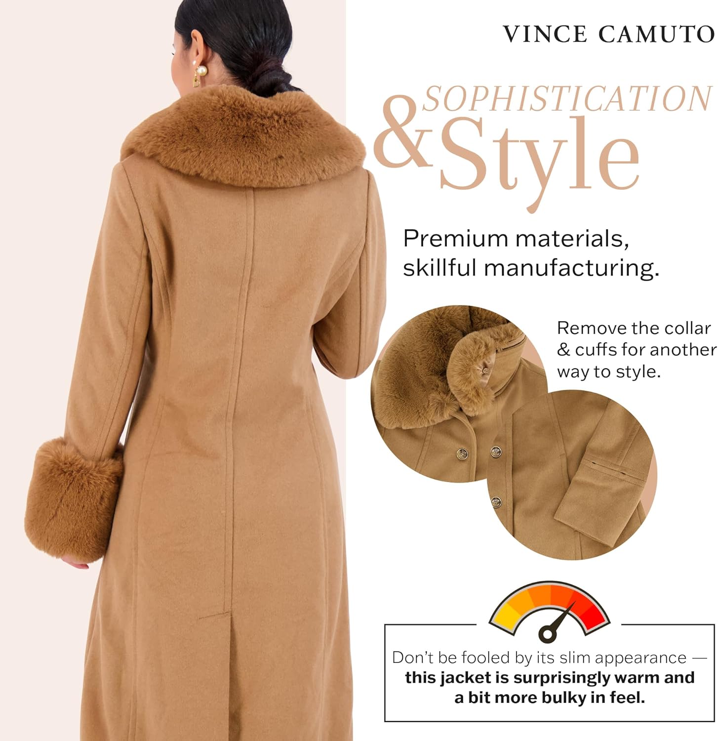 Vince Camuto Trench Coat Women, Wool Coats Women with Fur, Peacoat Womens - Image 5