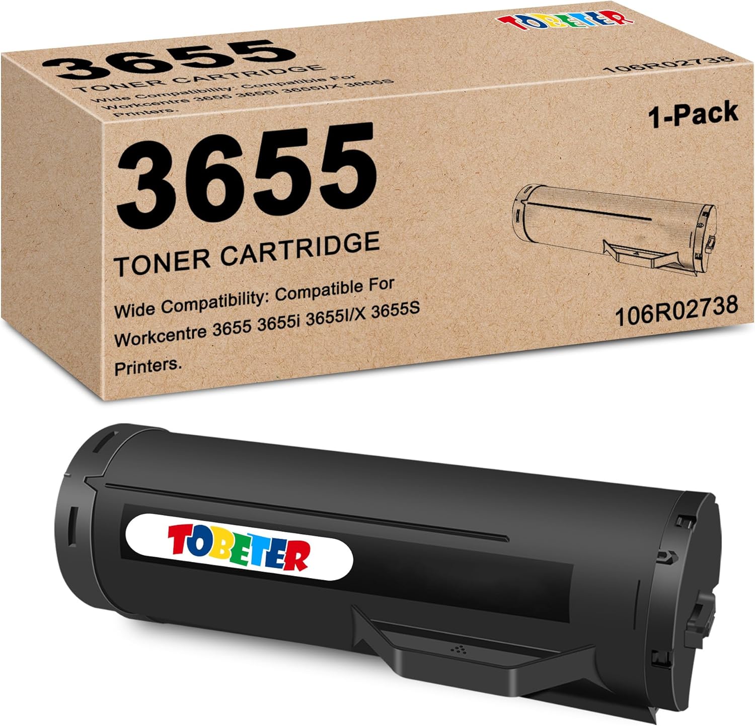 ToBeter 3655 Toner Replacement for Xerox 3655 Toner for WorkCentre 3655 3655i 3655I X 3655S Printer Toner 106R02738 Cartridge (14,400 Pages, High Yield, 1 Black)