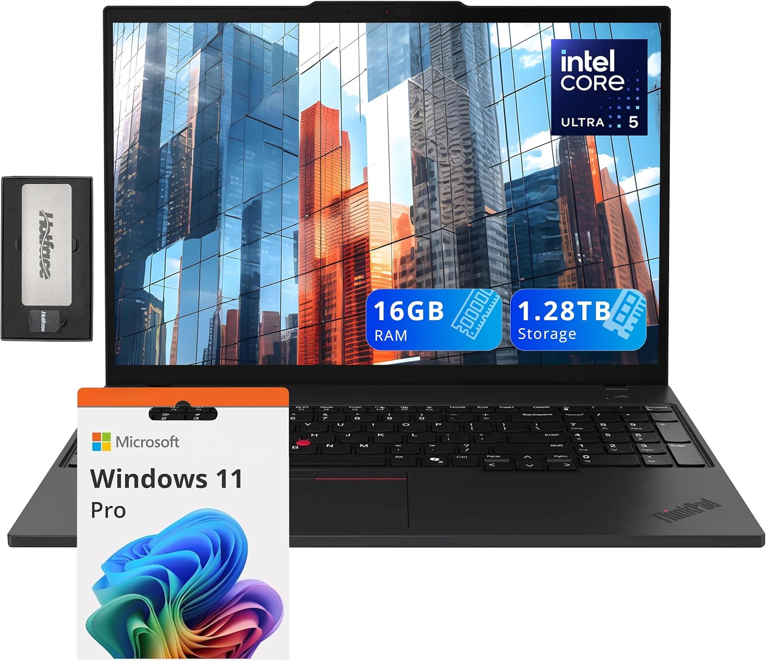 Lenovo ThinkPad T16 G3 16" WUXGA Laptop, Intel Ultra 5 125U, 16GB DDR5, 1.28TB Storage(1TB SSD+288GB Docking Station Set), Backlit Keyboard, Fingerprint Reader, Wi-Fi 6, Windows 11 Pro, Black