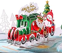 Vista 1 de CUTE POPUP - Tarjetas navideñas emergentes de tren feliz Tarjeta de Navidad religiosa 3D Tarjeta de Navidad emergente, tamaño mejorado de 6 x 8