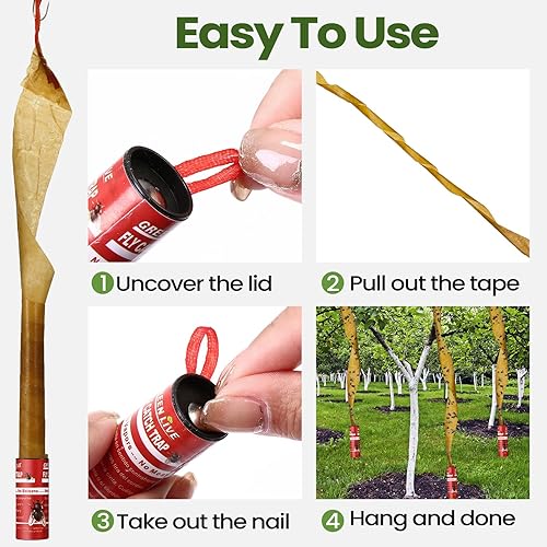 Miniatura 35 de Qualirey Paquete de 160 tiras adhesivas para moscas para interiores y exteriores, cinta de papel para colgar moscas, trampa para insectos voladores