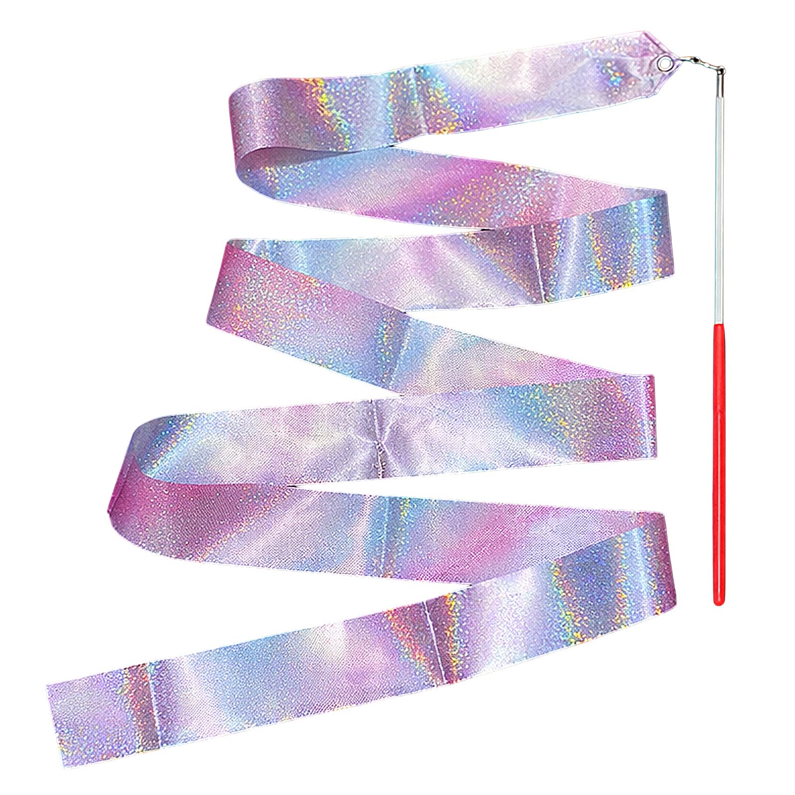 BOHUIMYI 2Pcs Dance Ribbons with Pink Wand, 2m Gymnastics Streamers, Artistic Dancing Props for Performances and Training