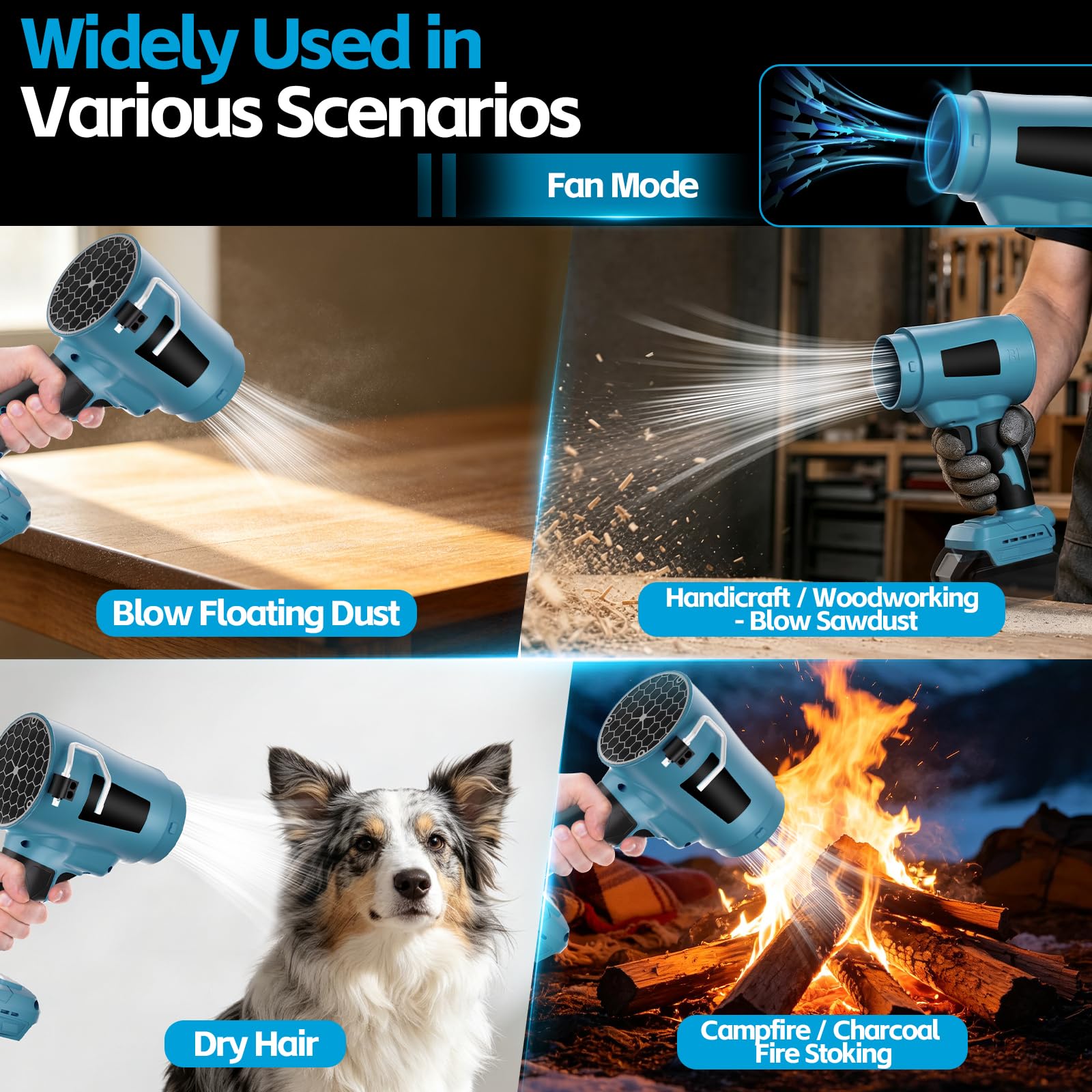 Ventilador y ventosa 2 en 1 compatible con Makita 18 V