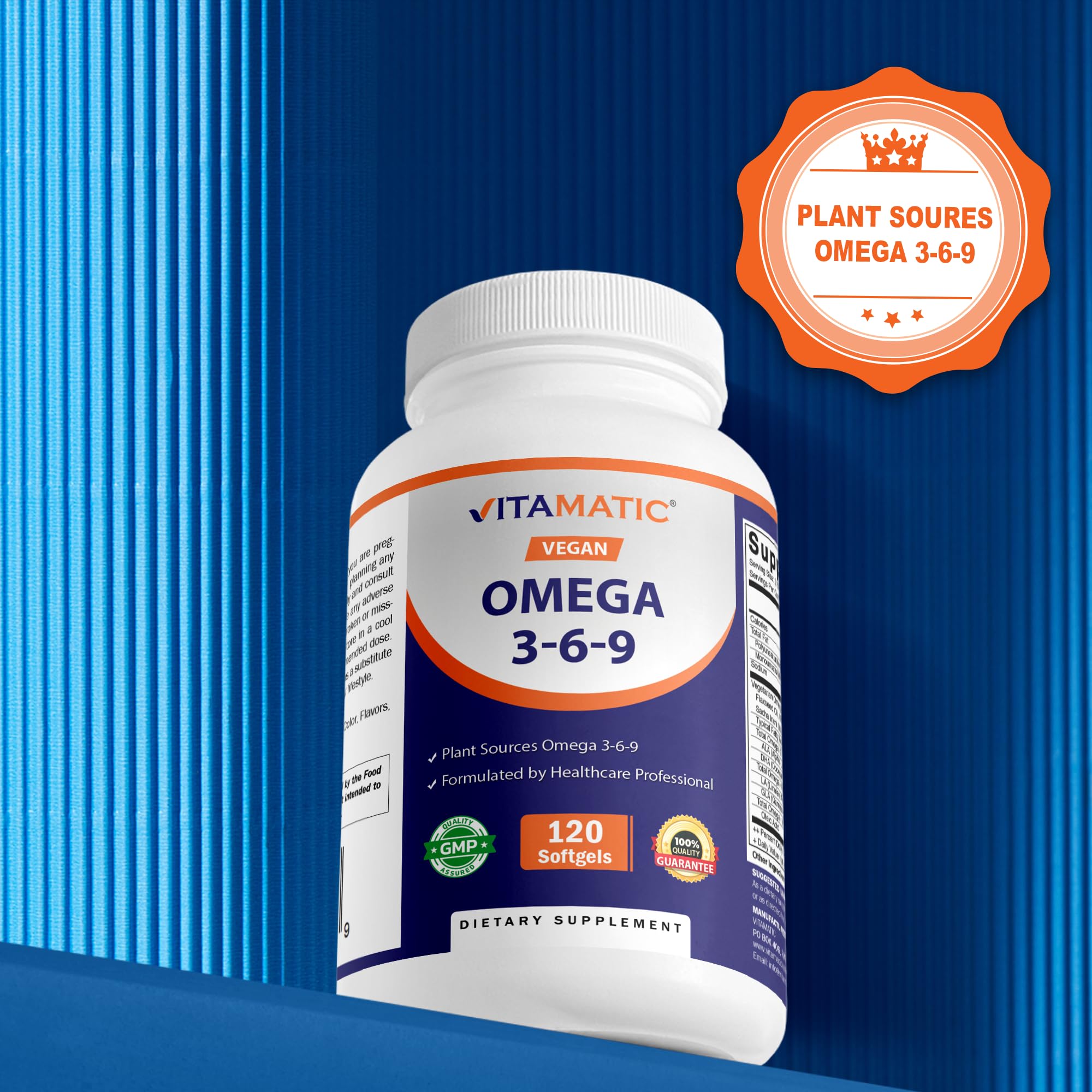 Vitamatic Vegan Omega 3-6-9 Complex 1250mg | Flaxseed, Olive, Borage & Algae Oils | Plant-Based Omegas | 120 Softgels — Amazon image 5