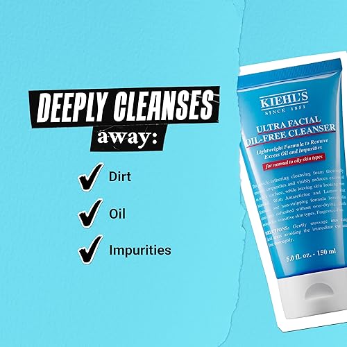 Miniatura 4 de Kiehl's Limpiador facial ultra facial sin aceite, lavado facial espumoso para pieles grasas a normales, reduce visiblemente el exceso de aceite, con