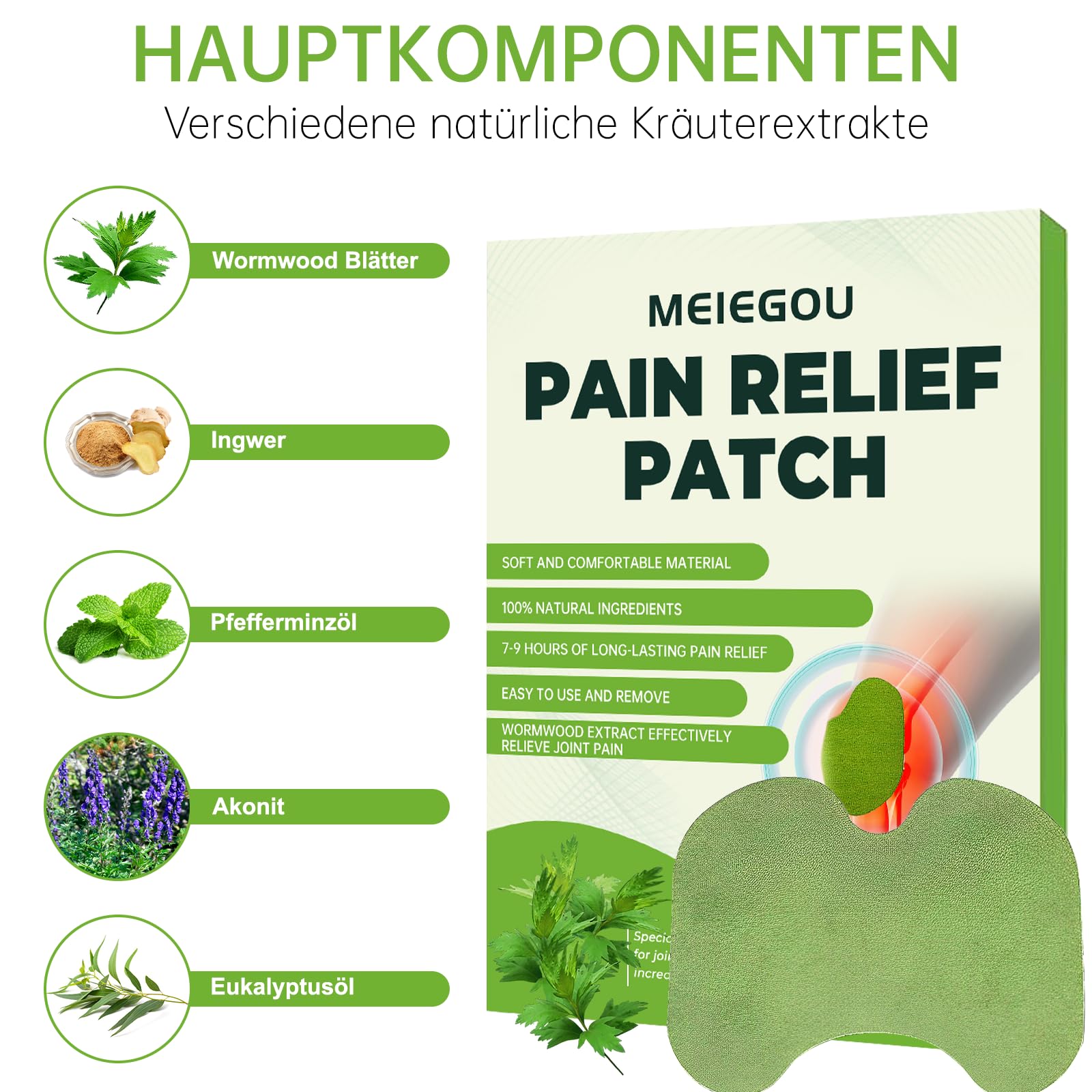 60 Stück Schmerzlinderung Pflaster Knie,Kniepflaster Gegen Arthrose,Pain Relief Patch Knie,Pflaster Knie,Schmerzpflaster Knie,Pain Relief Patch,Schmerzpflaster for Knee,Back,Muscle Soreness