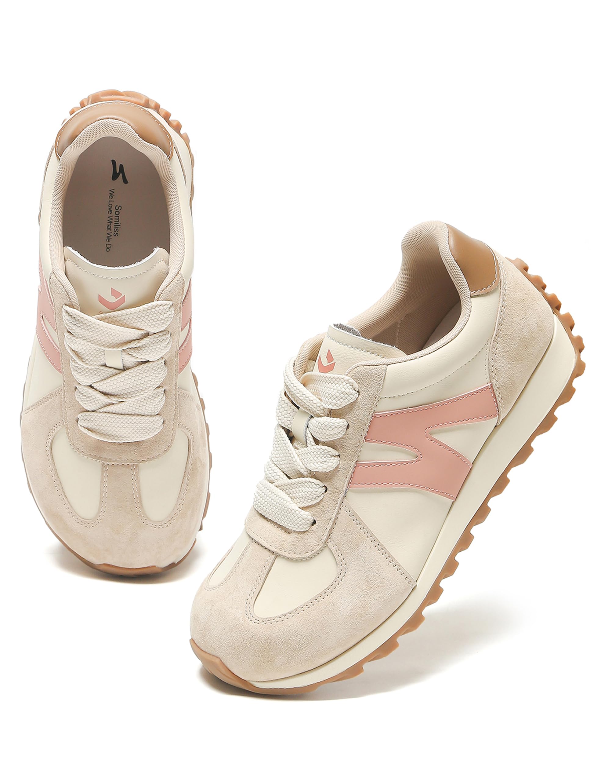 somiliss Breite Damen Sneaker, rutschfest, Herausnehmbare Einlegesohle | Atmungsaktives Obermaterial, breite Passform, herausnehmbare Einlegesohle mit Fußgewölbestütze, rutschfest für Alltag