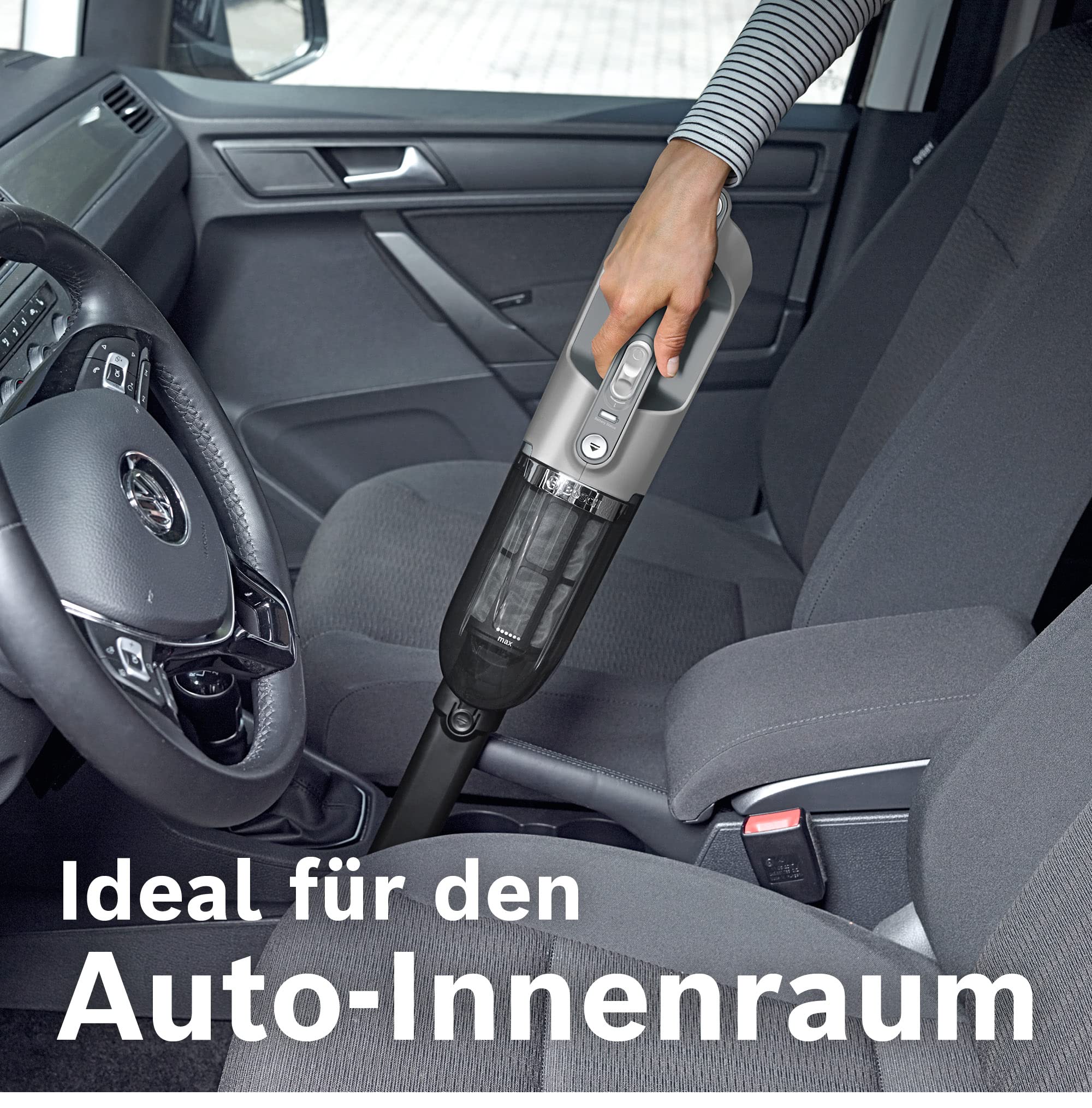 Bosch Akku-Staubsauger Flexxo 2in1 Serie 4 BBH3K2801, kabelloser Handstaubsauger, beutellos, hohe Saugleistung, Lange Laufzeit, Düse mit LED-Beleuchtung, alle Bodenarten, Silber