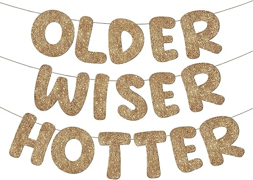 Miniatura 98 de Fulmoon Juego de 3 carteles de cumpleaños con purpurina para mujeres de 30, 40, 50, 60, 70, 80, cumpleaños, regalo (dorado)