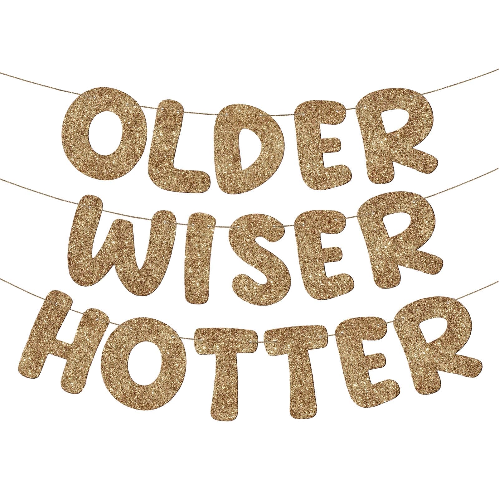Fulmoon Older Wiser Hotter Banner Birthday sign,Dark Champagne