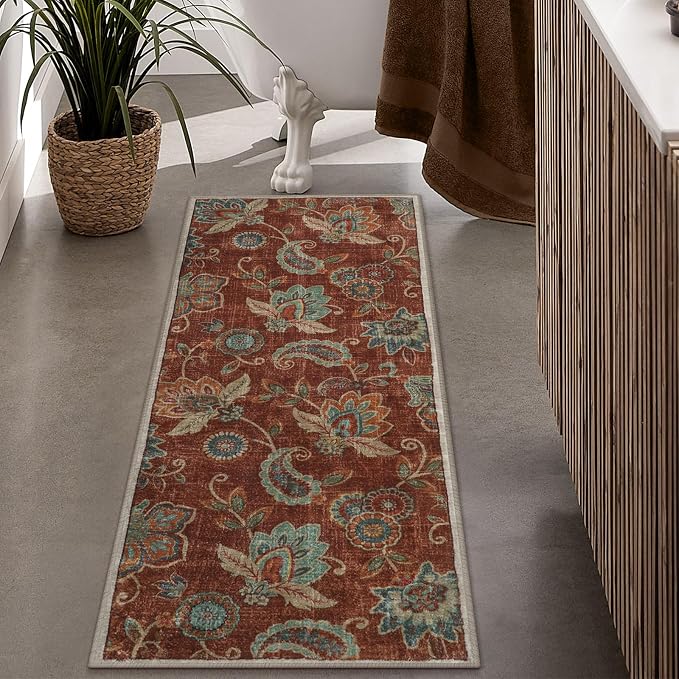 Non Slip Throw Area Rug 3x5,Red