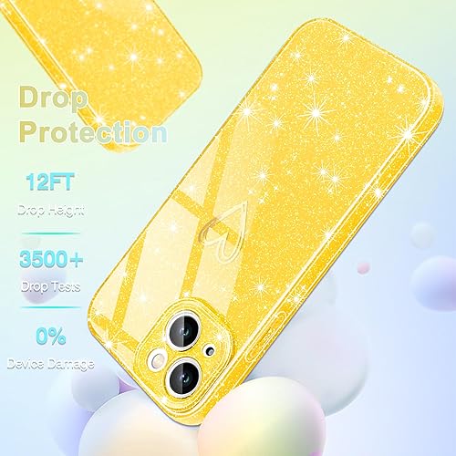 Miniatura 9 de Funda para iPhone 13, con 1 protector de pantalla de vidrio templado purpurina transparente Bonita funda brillante para teléfono a prueba de golpes,