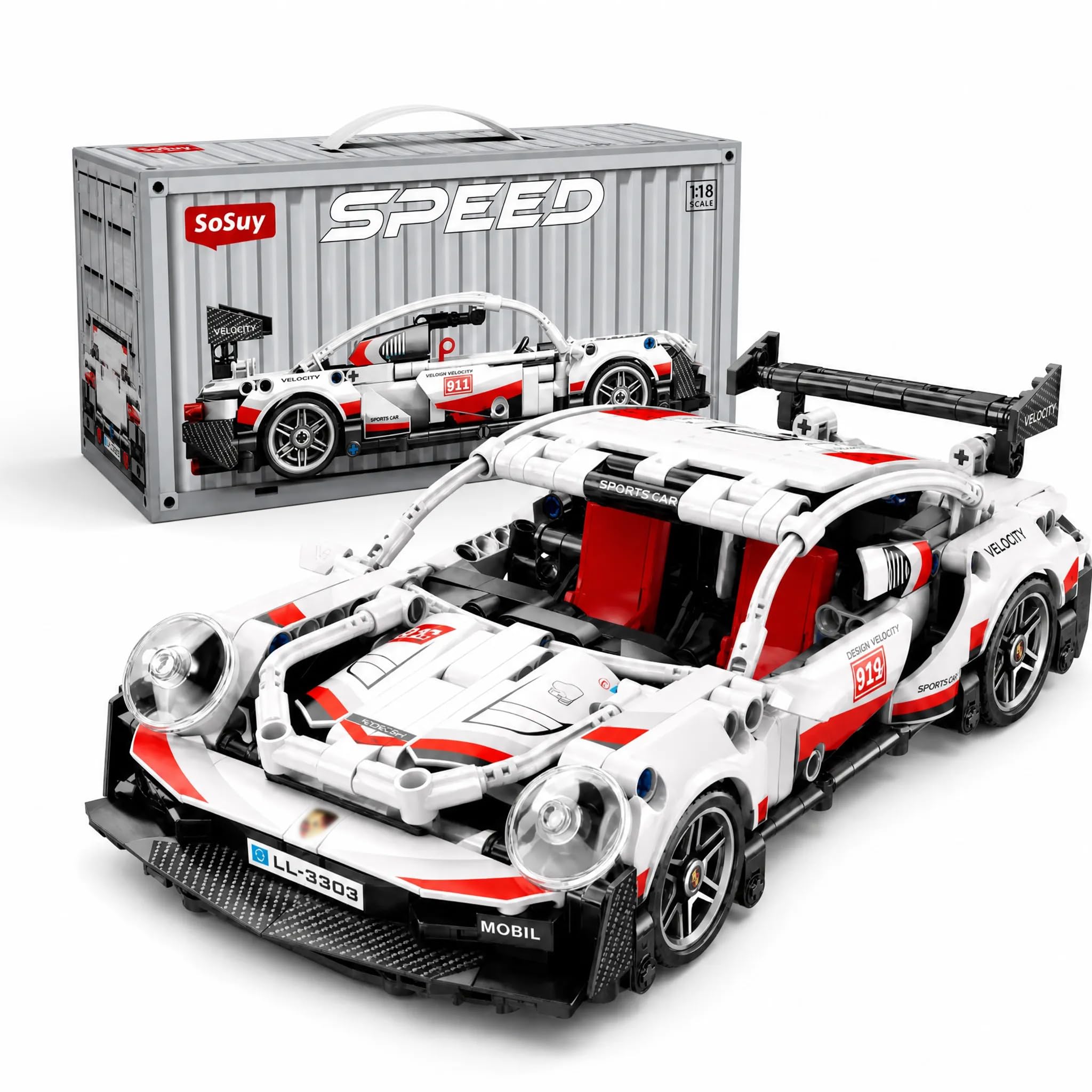 1:18 Super Sports Car Building Blocks 455 PCS Model Kit Toy for Boys