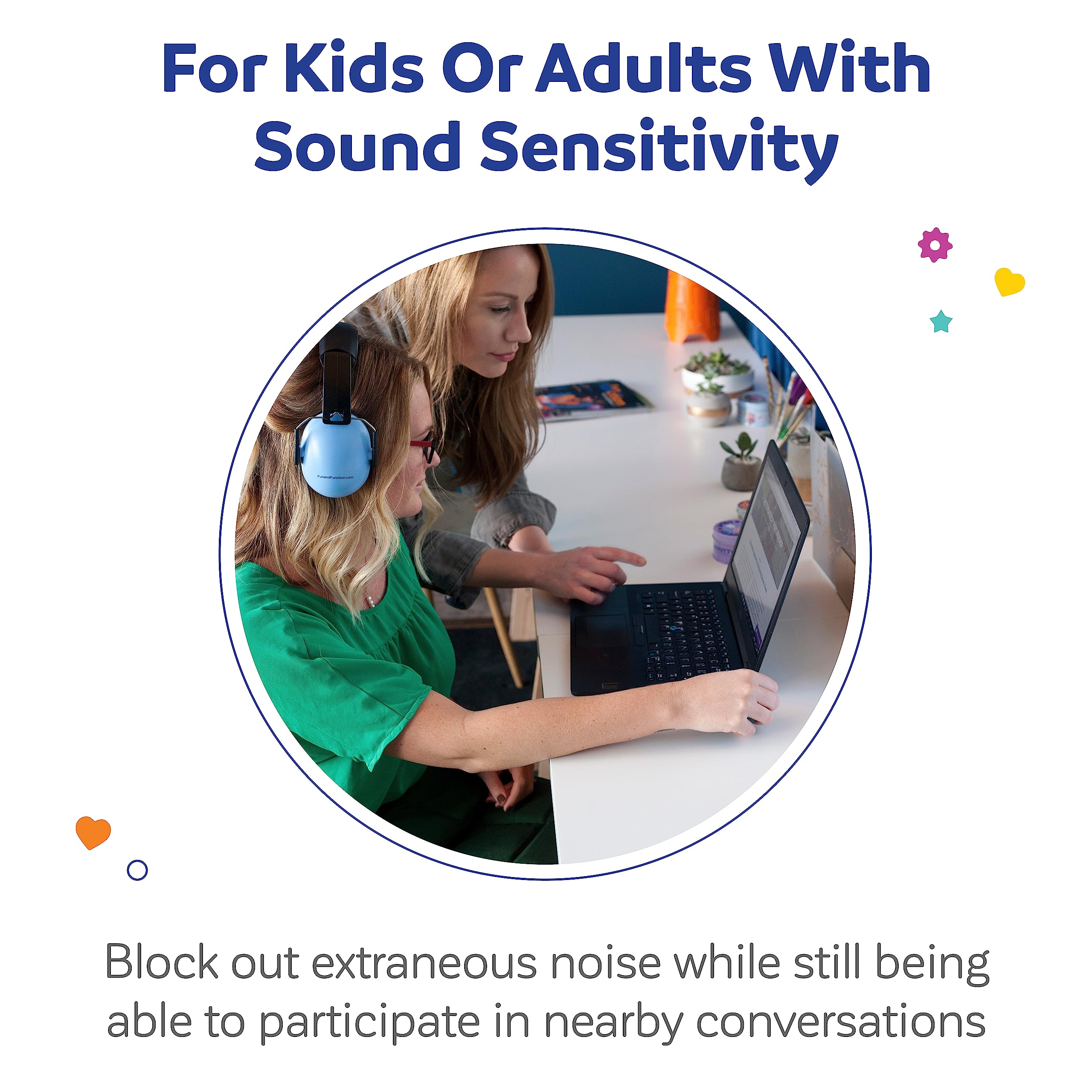 Fun and Function riduzione del rumore cuffie/paraorecchie per i bambini ear protection per i bambini con problemi di autismo sensoriale, disturbo uditiva o sensibilità sound - blu - per età 5+