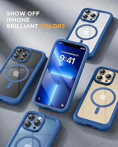 Vista 6 de Miracase - Funda magnética para iPhone 13 Pro Max de 6.7 pulgadas (compatible con MagSafe), transparente, completo, protector de pantalla de vidrio