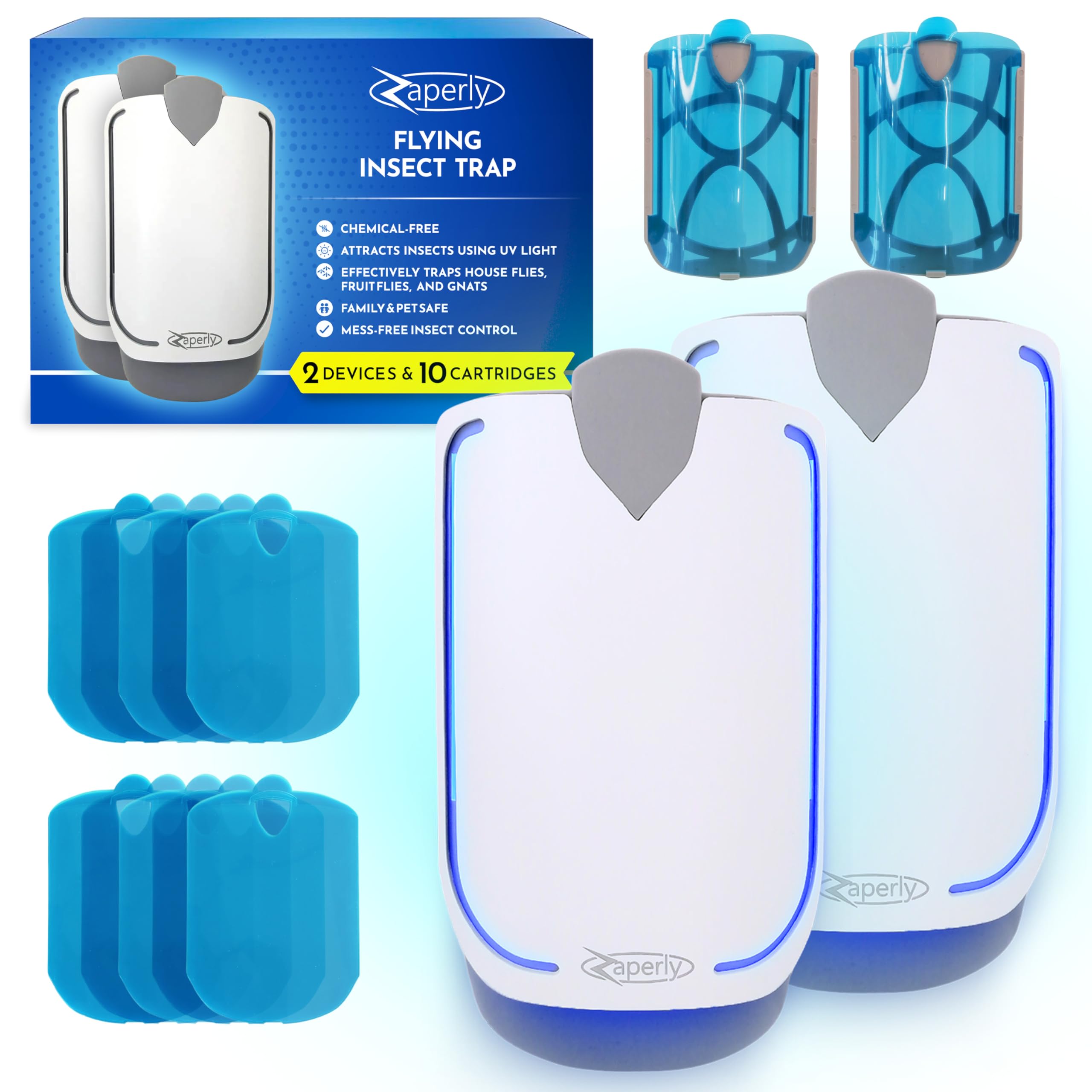 Zaperly 2-Pack Fruit Fly Trap & Adhesive Cartridges