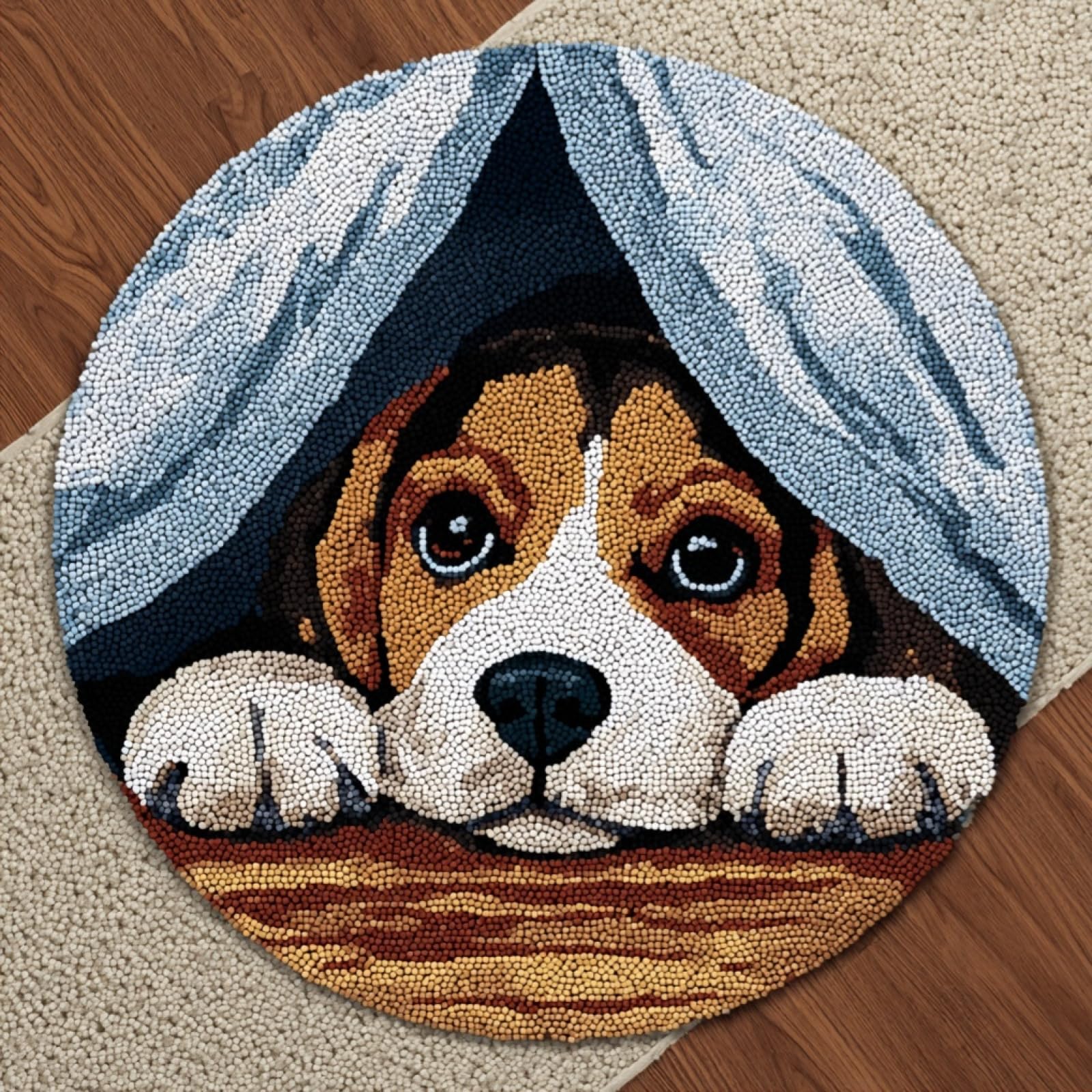 WallustrioaW Latch Hook Rug Kits for Adults Beginners,Cartoon Beagle,DIY Craft Doormat Carpet Making Kit Tapestry Gift Home Decorations,50x50cm