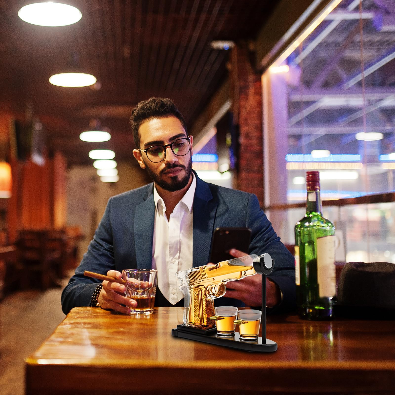 Decantador De Whisky, Vaso Whisky Regalos Jarra De Whisky Juego Decantador De Whisky Dispensador De Whisky Para Licor Con 2 Vasos De Chupito, Aniversario Para Hombre