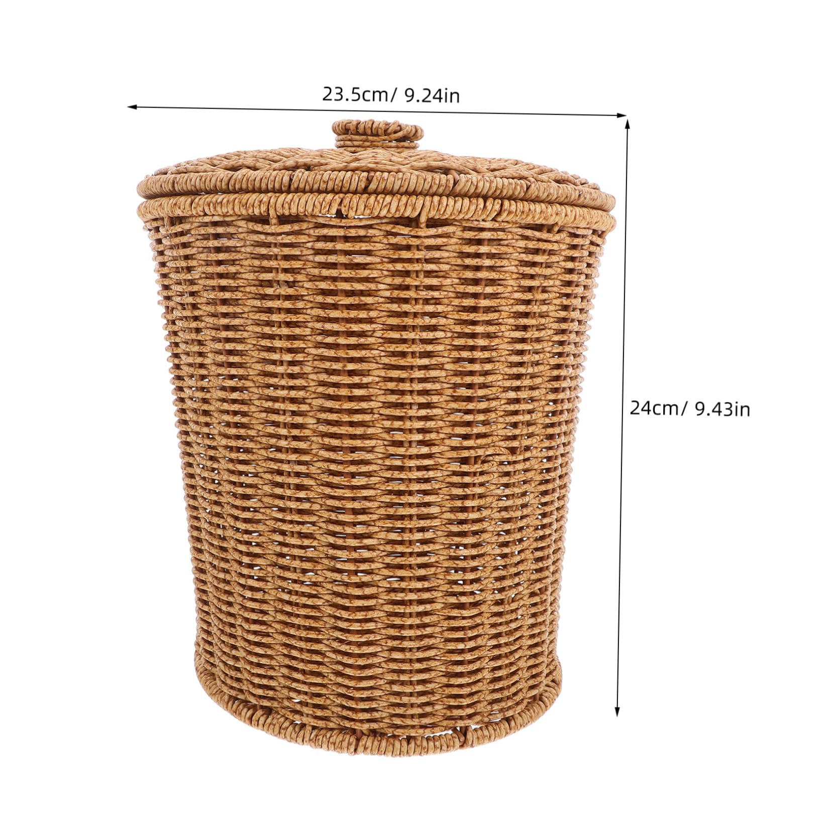 STOBAZA Panier De Rangement Tressé Main Avec Couvercle Imitation Rotin Pour Maison Panier De Rangement Tressé Pour Jouets