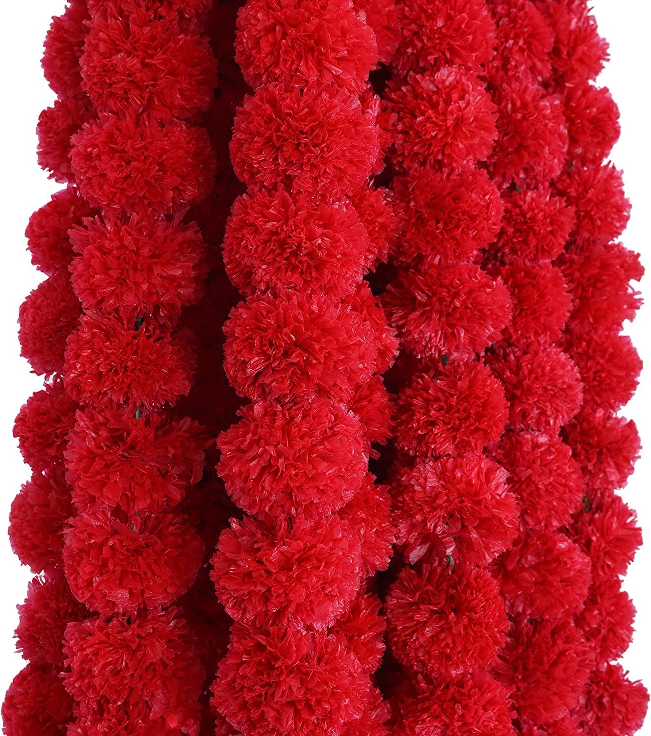 Pound Veg Pack of 5 Artificial Flowers, Light Orange Marigold Flower Garlands 5 Feet Long, for Parties, Indian Weddings, Indian Theme Decorations, Home Decoration, Photo Prop, DIWALI, Indian Festival