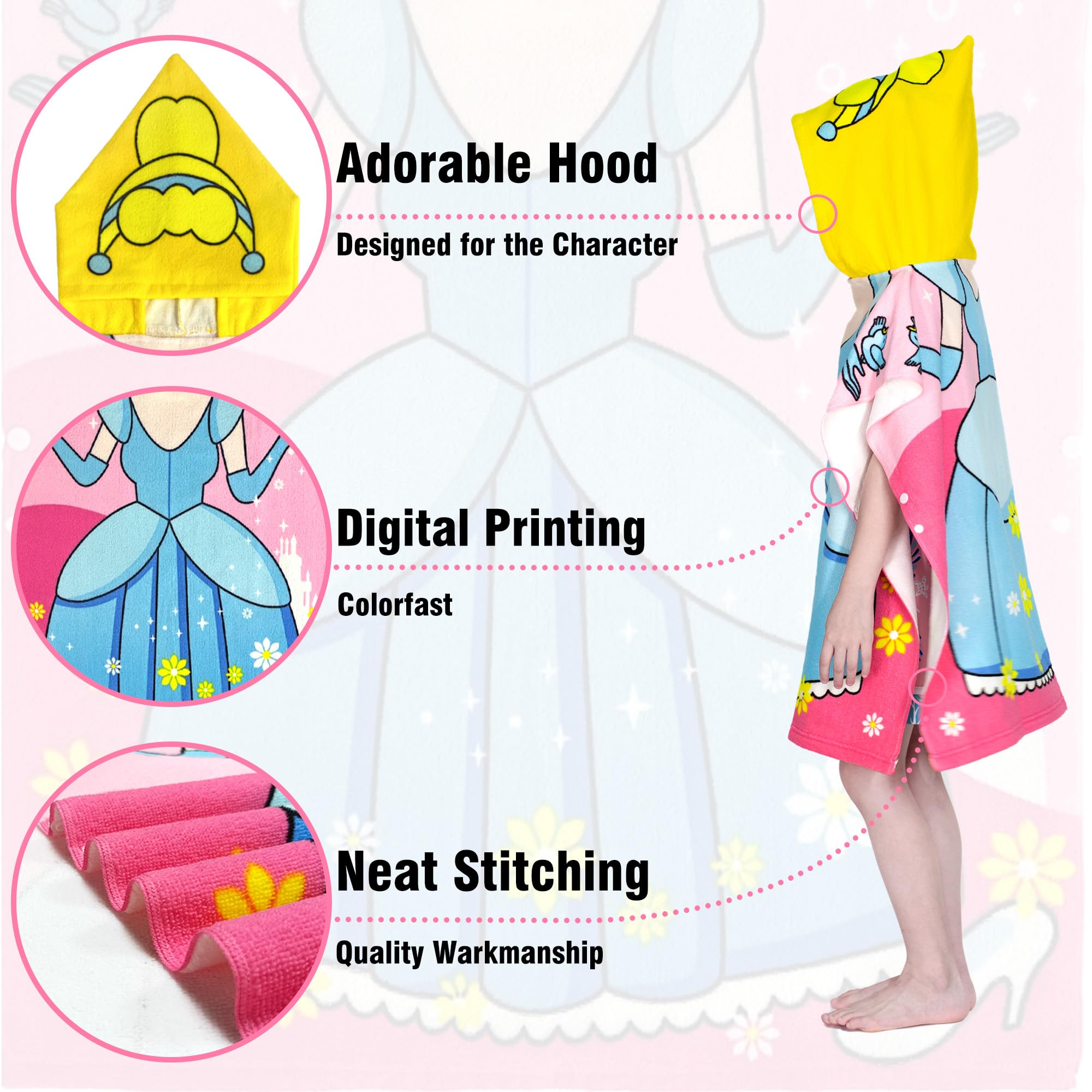 Toallas de playa con capucha para niños, toalla de baño para niños de 1 a 6 años, toallas de piscina para niños, toallas de piscina de secado rápido, toalla poncho de microfibra suave ligera de 24 x