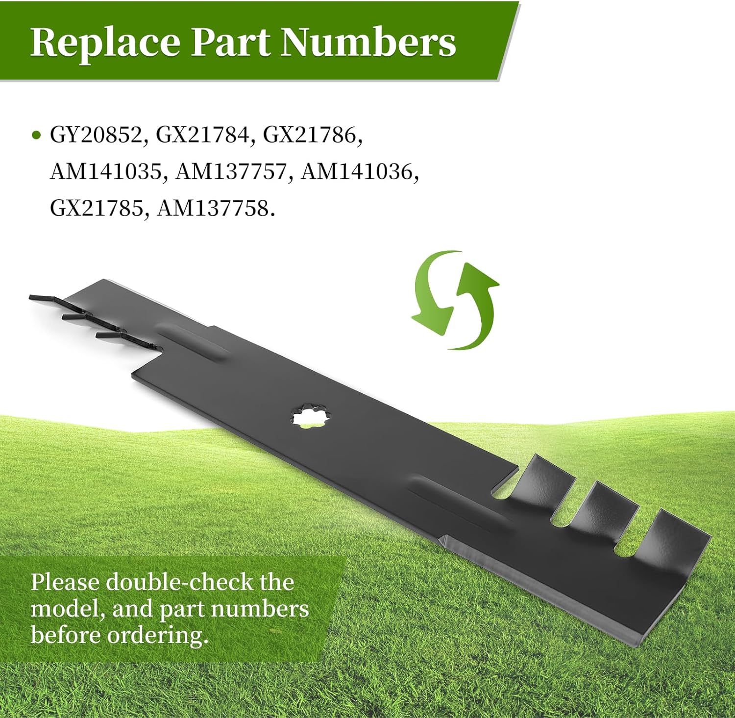 GY20852 Mower Blades Fit for John Dee re D140 48" Deck, GX21784 Gator Mulching Blades Compatible with John Dee re 48in Lawn Tractor D150 D160 D155, Replace for GX21786 AM141035, 3 Pack