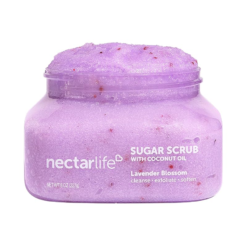 Esfoliante corporal de açúcar Nectar Bath Treats com manteiga de karité e óleo de coco, lavanda, sem parabenos e SLS, 227 g