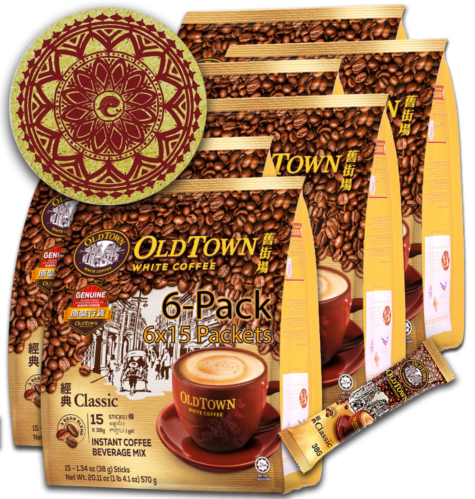 Amazon.com : 6-Pack (Classic) OLDTOWN White Coffee 3 in 1 Asian