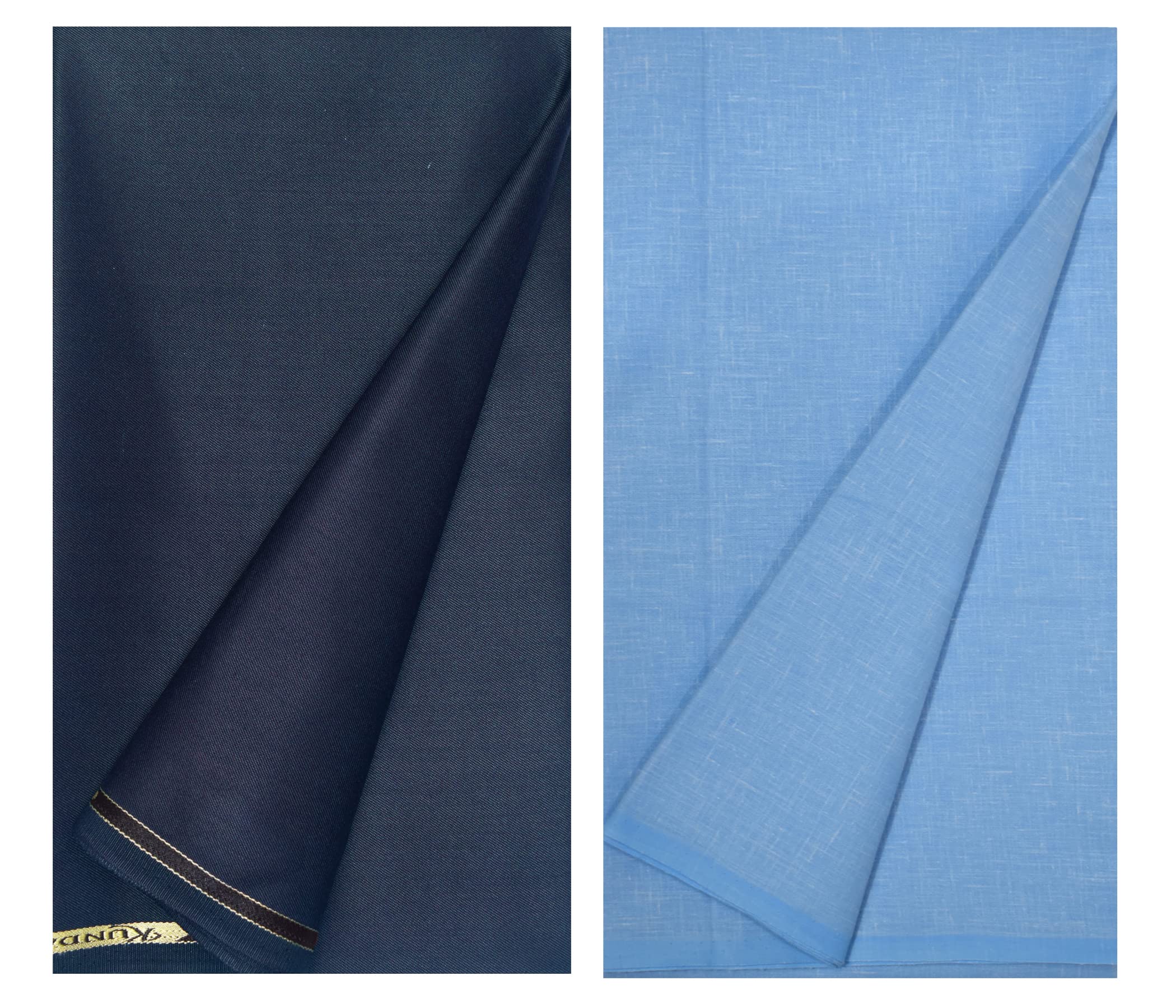KUNDAN SULZ GWALIOR Men's Cotton Shirt & Trouser Fabric Combo Set (Navy Blue & Light Sky Blue-02)-picture-12