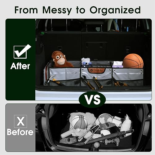 Miniatura 7 de Organizador de maletero de coche para SUV, organizador de maletero impermeable resistente, organizador plegable de coche con refrigerador,