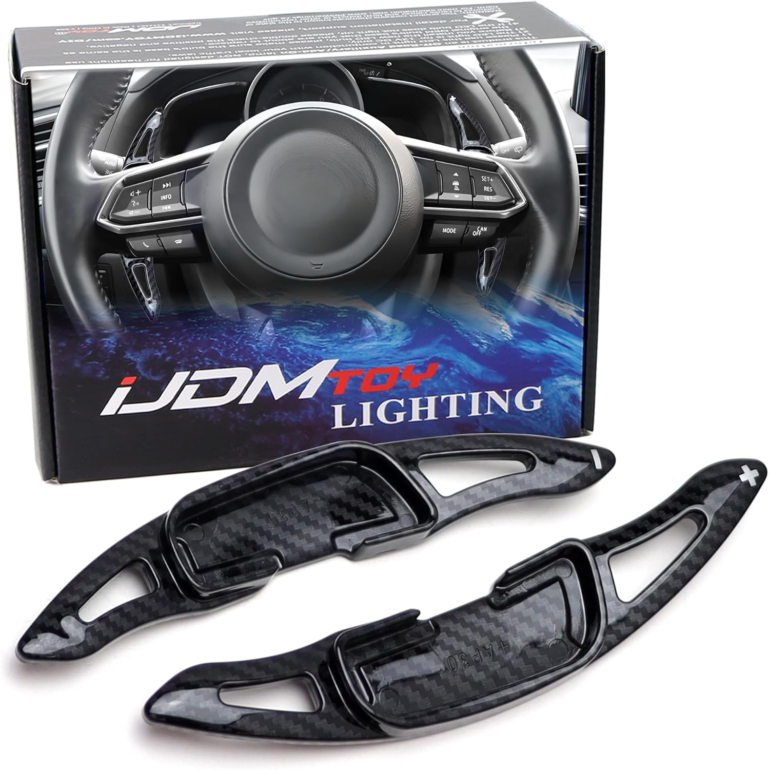 iJDMTOY Twill-Weave Carbon Fiber Pattern/Style Larger Paddle Shifter Extensions Compatible with Mazda 3 6 CX-3, 5,9 MX-5