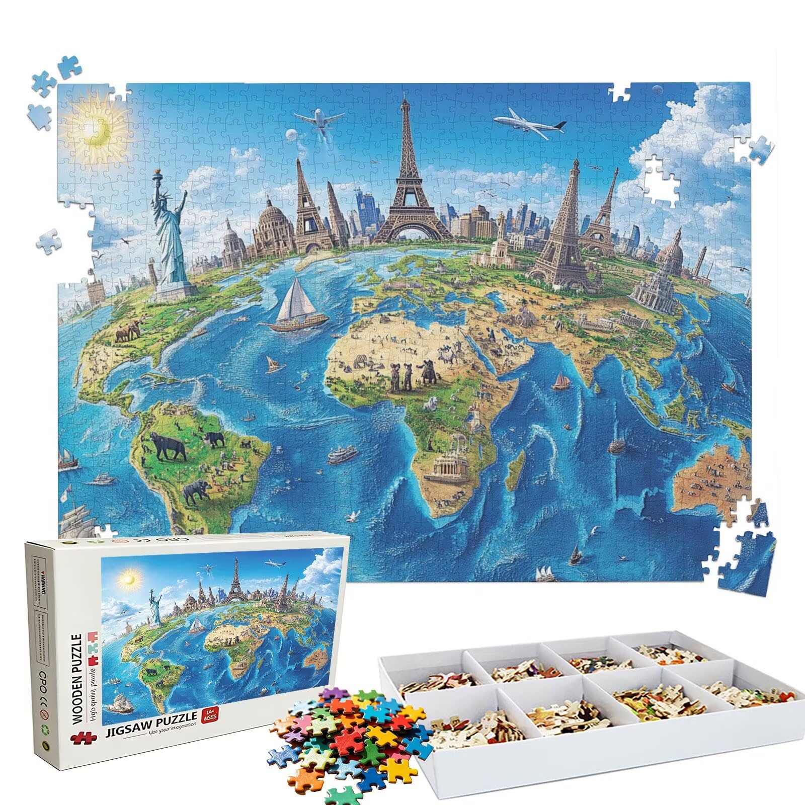 Puzzle astratto Terra, Puzzle Adulti 3000 pezzi, Puzzles Legno con Squisita Scatola di Imballaggio, Rompicapo per Esperti con Incastro Perfetto, Stampa Alta Definizione, Regalo per Adulti W3H-615