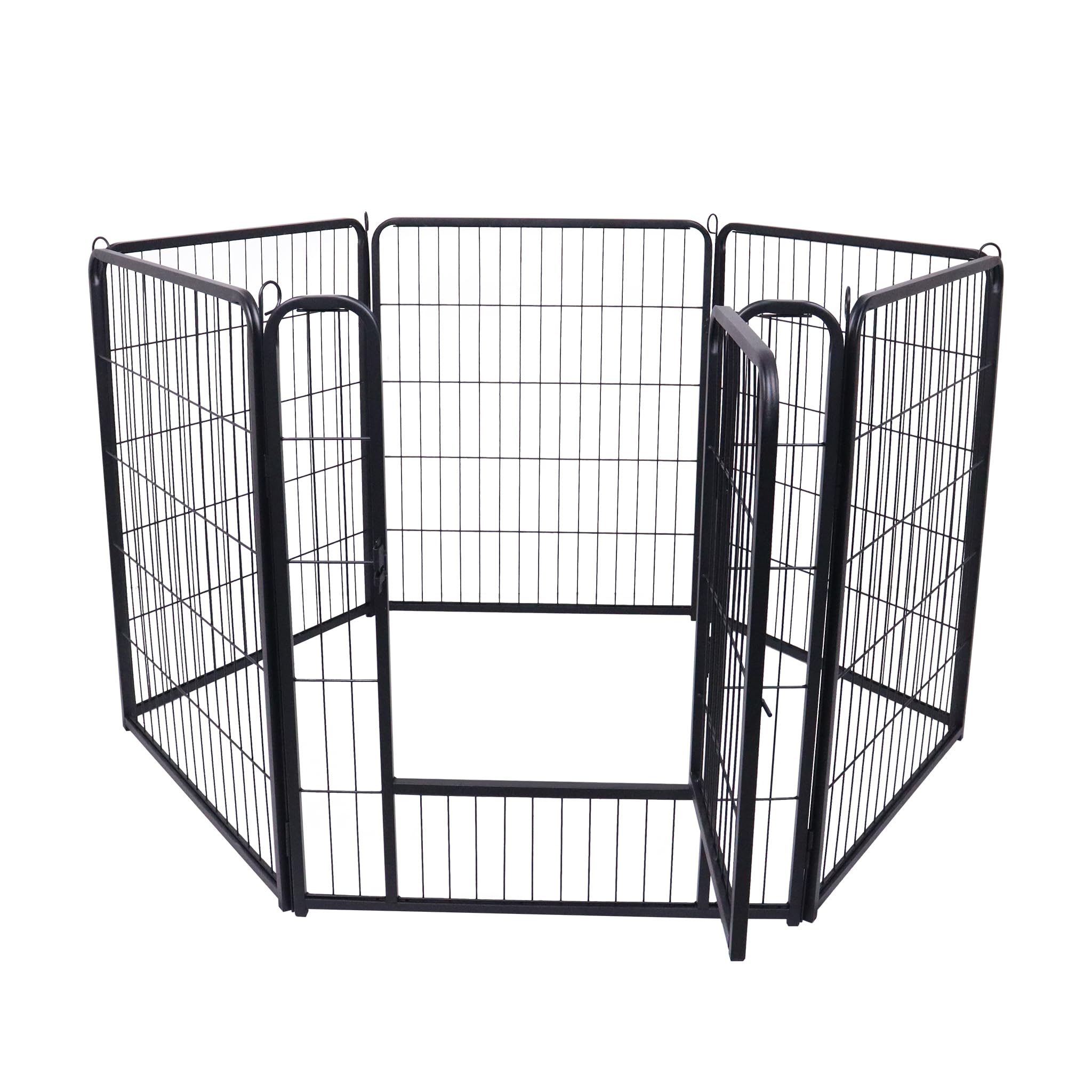 XMTECH 6-częściowy kojec dla szczeniaków, wybieg dla szczeniaków, wysokość 80 cm, wybieg dla szczeniaków z 1 drzwiami i 5 x zagłębieniami, elastyczny i składany, kratka dla szczeniaków do mieszkania i