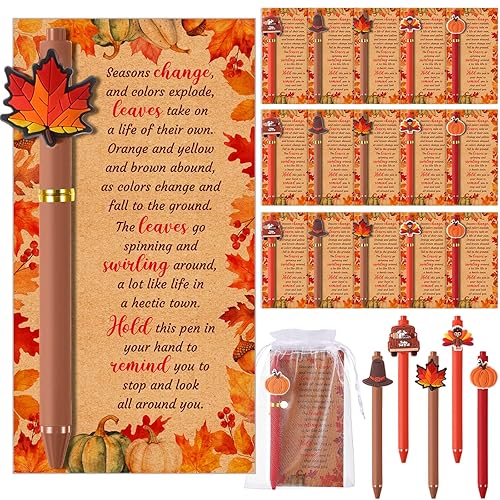 Marspark 30 Sets Fall Gifts Bulk Thanksgiving Ballpoint Pens and
