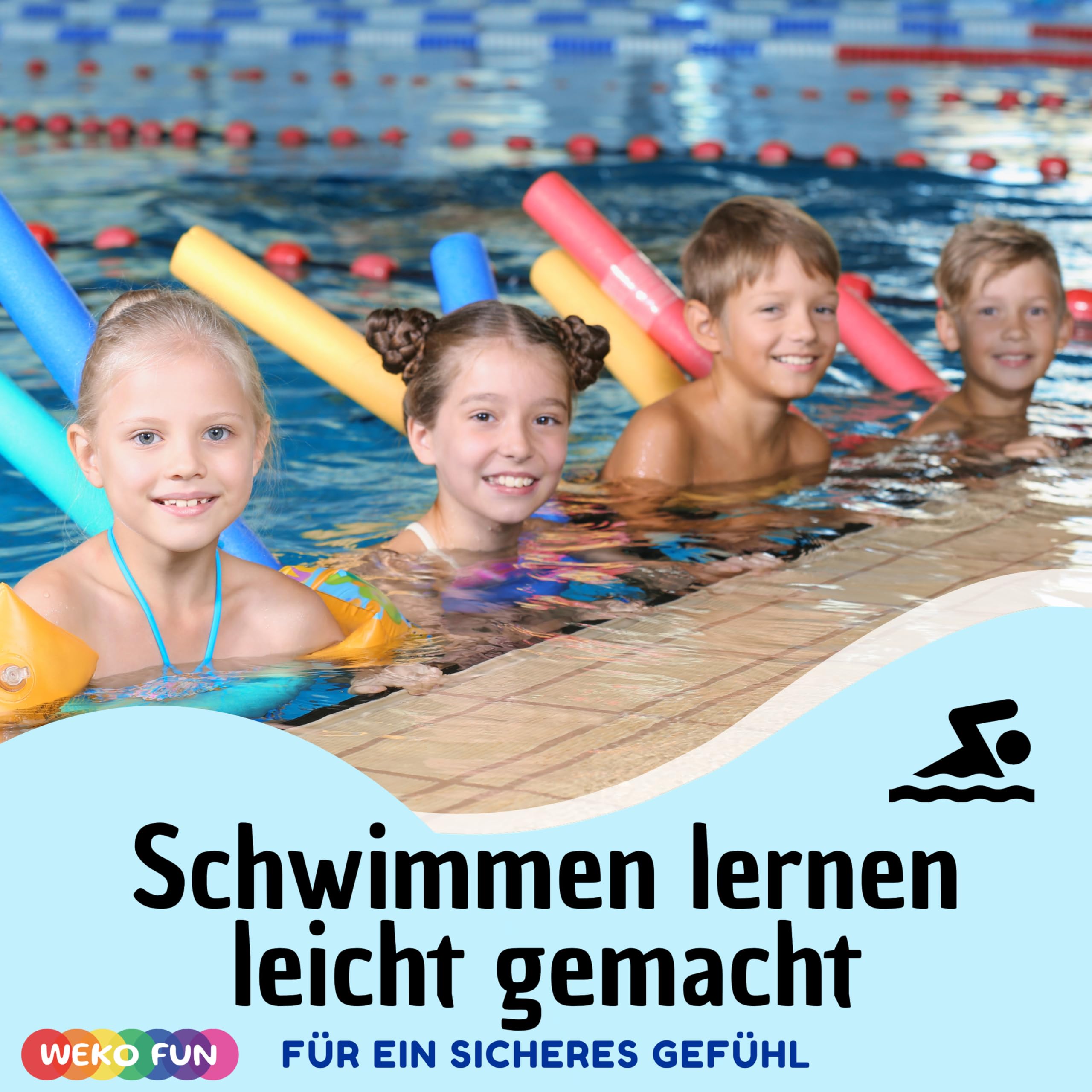 Schwimmnudel für Kinder & Erwachsene, 160cm Poolnudel, versch. Set-Größen (4-24 STK.), 9 Farben, Schwimmhilfe & Wasserspielzeug