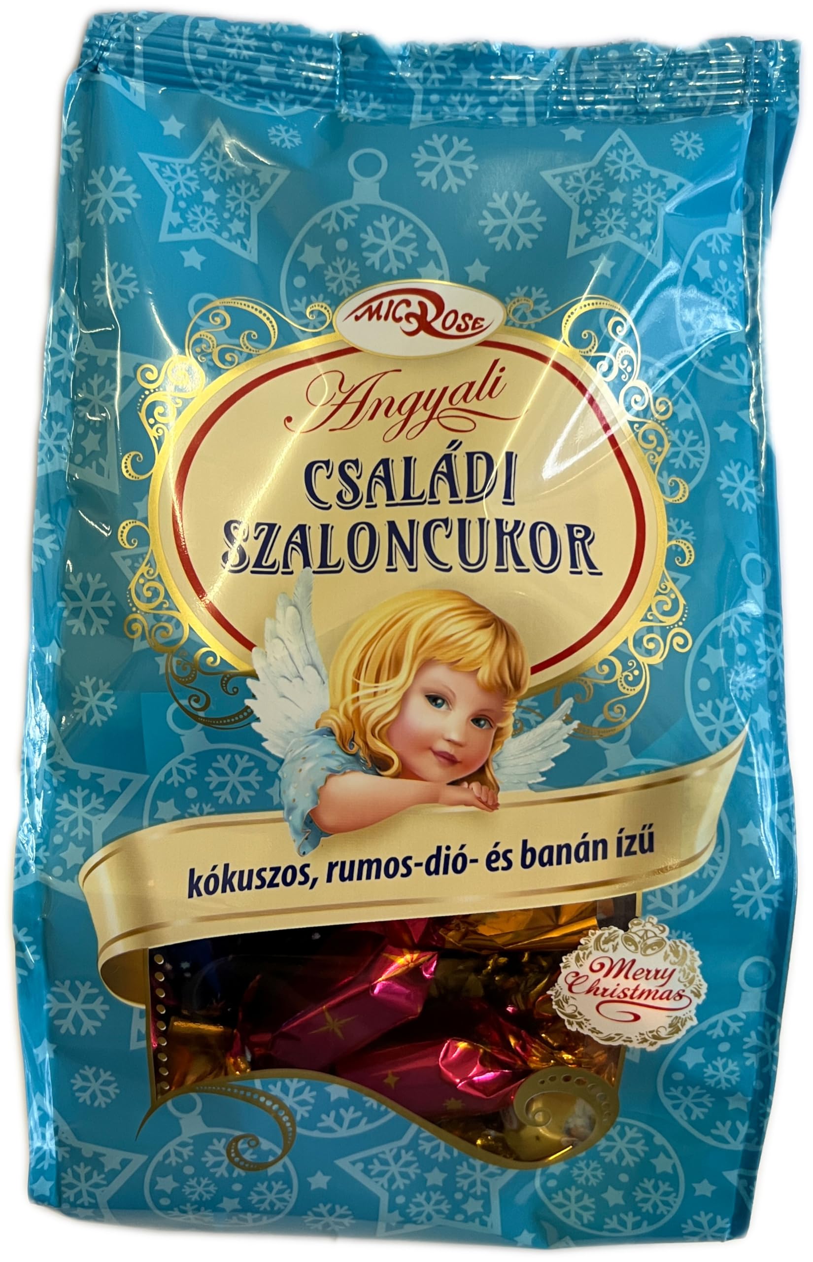 Angyali szaloncukor - kék (embalaje azul) - 300 g (rumos-dió-, banán-, kókusz ízű) Microse Kft.