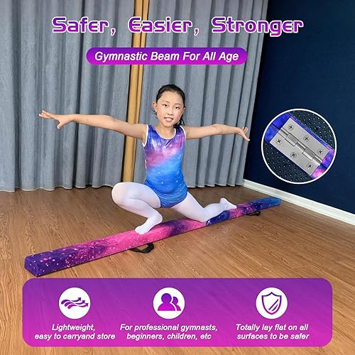 Miniatura 47 de Viga de equilibrio plegable, viga de suelo para gimnasia, equipo de gimnasia para niños, base de madera, fondo antideslizante y bolsa de transporte