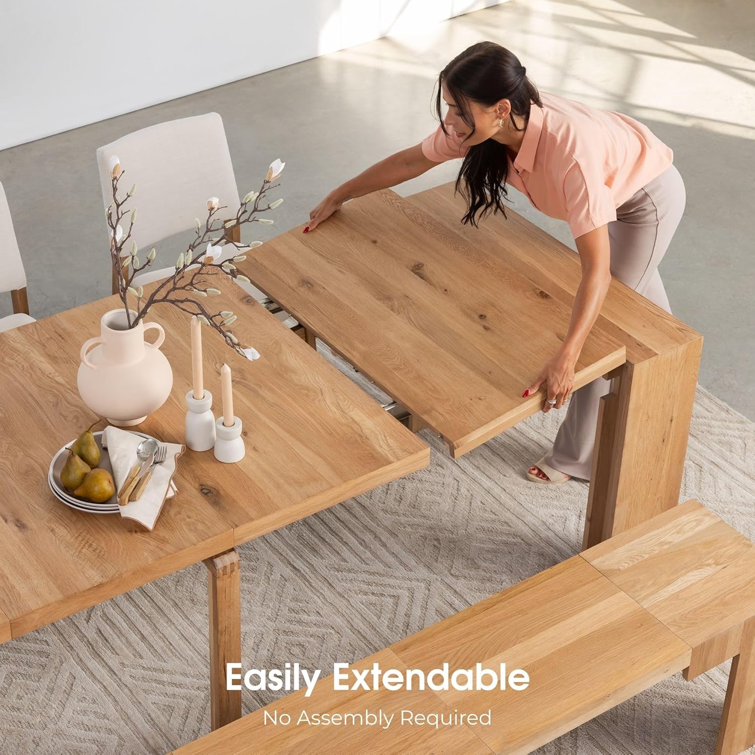 Transformer Table: Expandable Solid Wood Dining Table